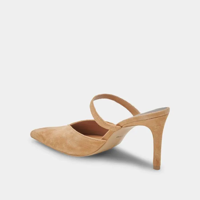 Mules and Clogs Shop Dolce Vita Kanika Wide Heels Tan Suede Tan Suede