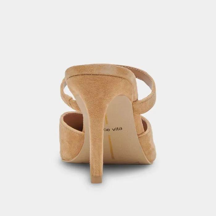 Mules and Clogs Shop Dolce Vita Kanika Wide Heels Tan Suede Tan Suede