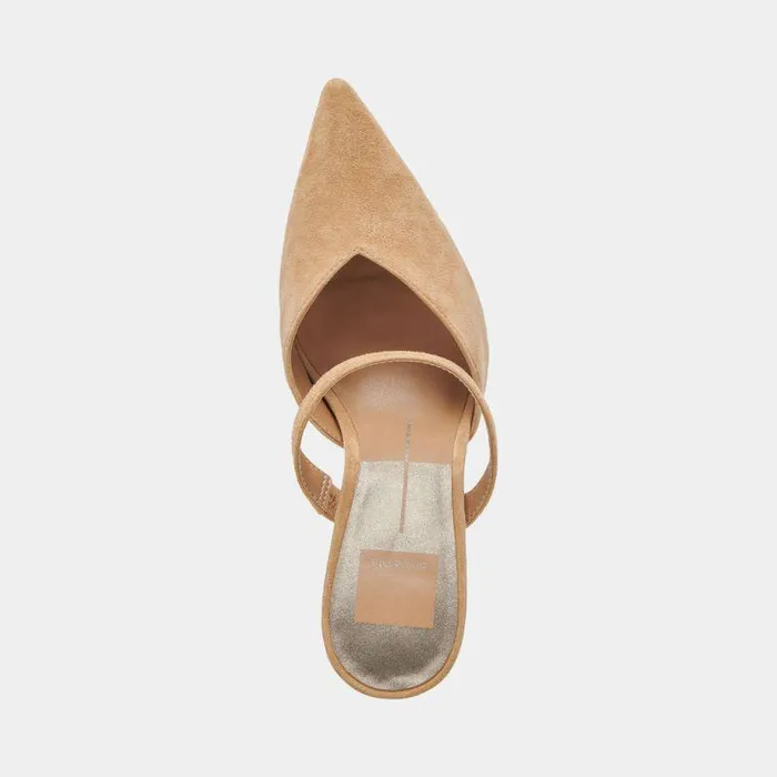 Mules and Clogs Shop Dolce Vita Kanika Wide Heels Tan Suede Tan Suede