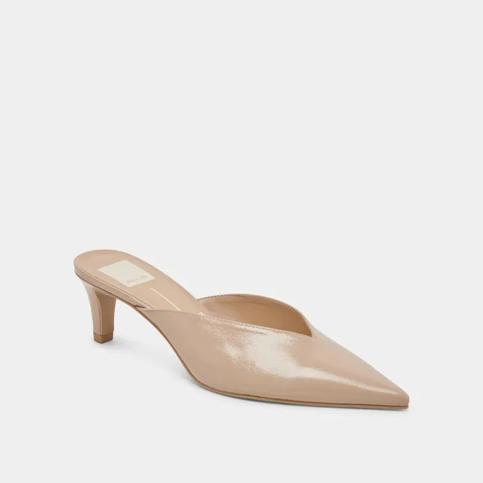 Mules and Clogs Shop Dolce Vita Sarina Heels Beige Crinkle Patent Beige Crinkle Patent