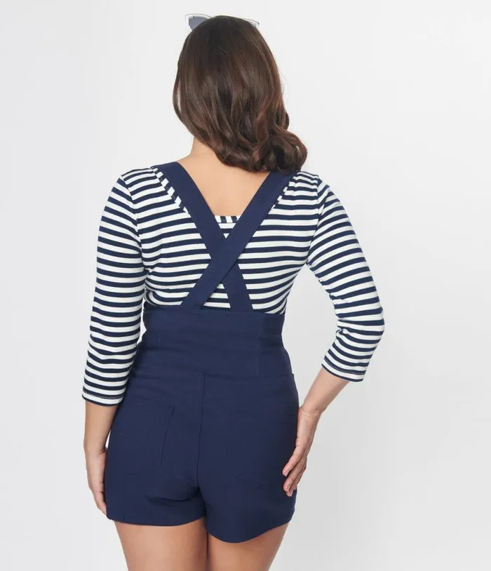 Navy Pinafore Shorts Clothing Unique Vintage Shorts