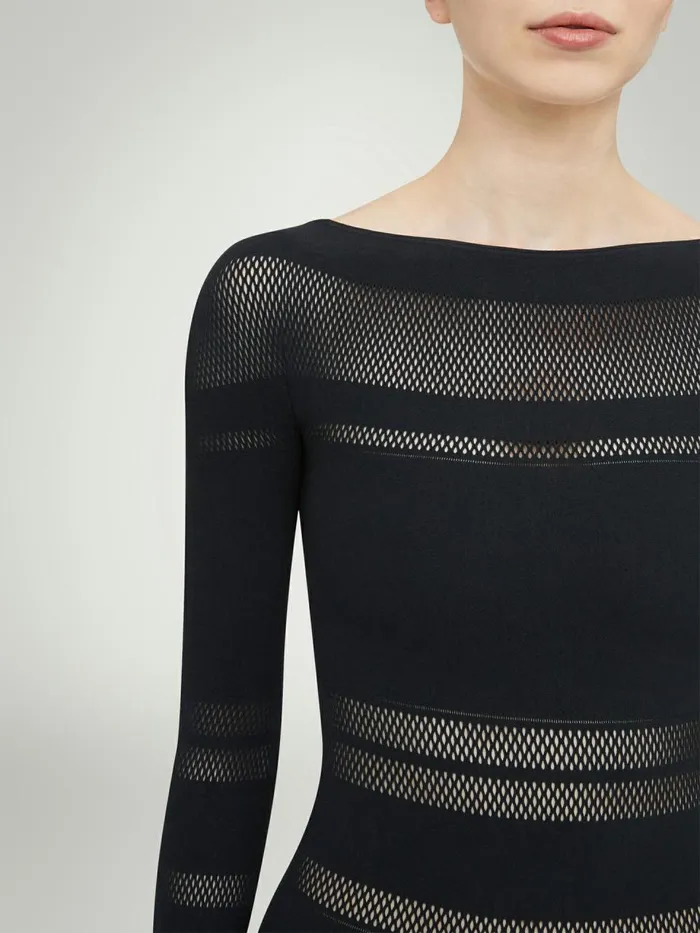 Net Lines Jumpsuit Black Women Wolford Trousers and Jumpsuits