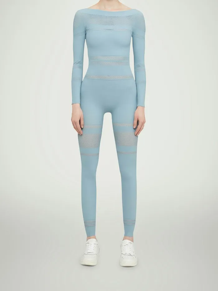 Net Lines Jumpsuit Sky Women Wolford Trousers and Jumpsuits