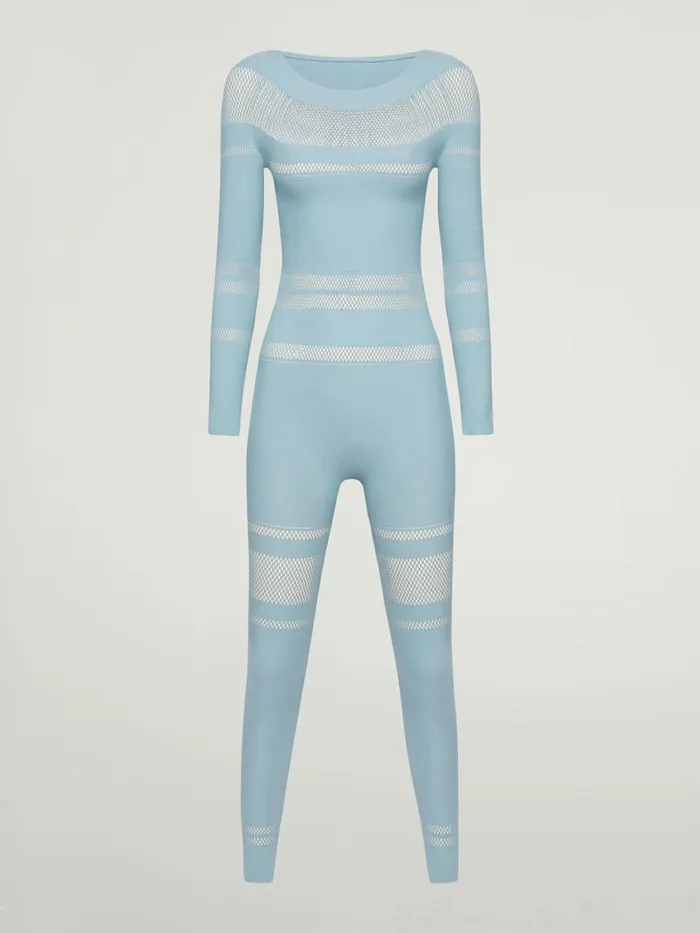 Net Lines Jumpsuit Sky Women Wolford Trousers and Jumpsuits