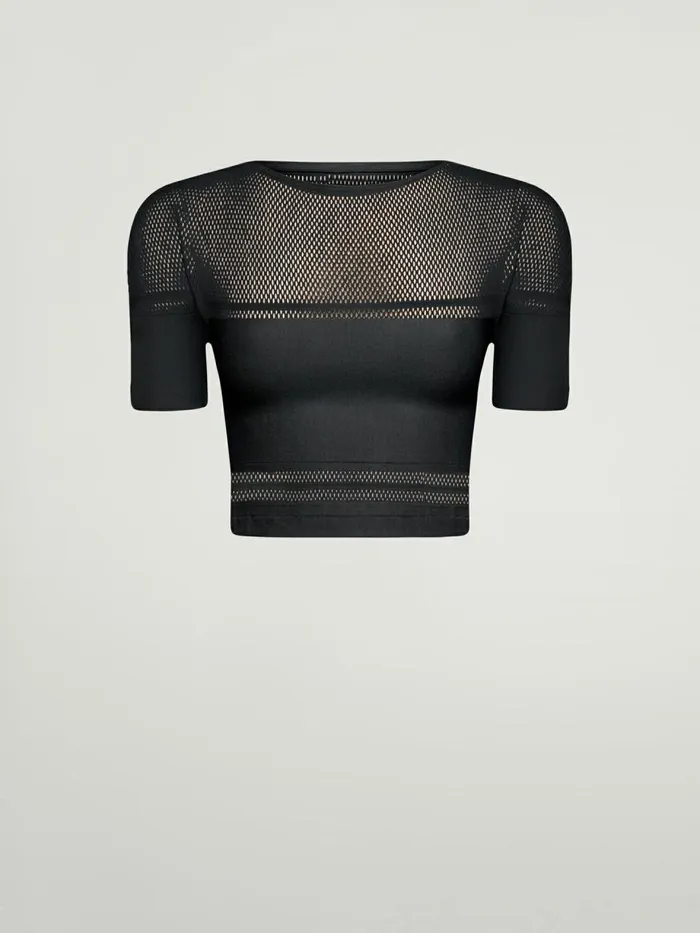 Net Lines Top Short Sleeves Black Women Wolford Tops