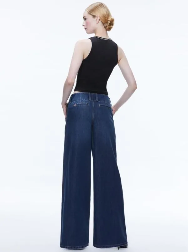 Pants Women Alice Olivia ANDERS LOW RISE PLEATED JEAN Love Train