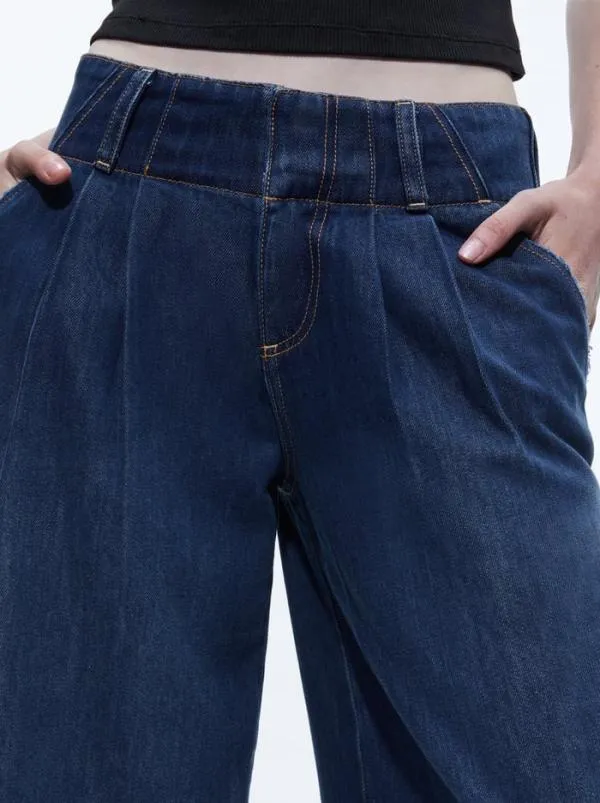 Pants Women Alice Olivia ANDERS LOW RISE PLEATED JEAN Love Train