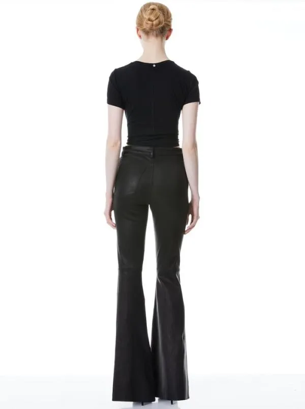 Pants Women Alice Olivia BRENT HIGH WAISTED LEATHER PANT Black