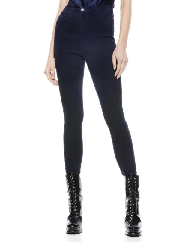 Pants Women Alice Olivia MIKAH SINGLE BUTTON SUEDE PANT Navy