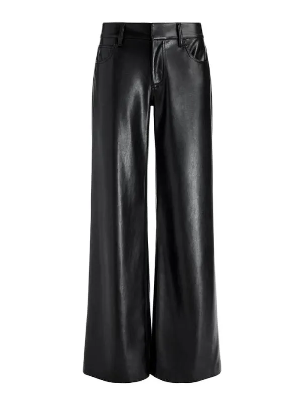 Pants Women Alice Olivia TRISH VEGAN LEATHER WIDE LEG PANT Black