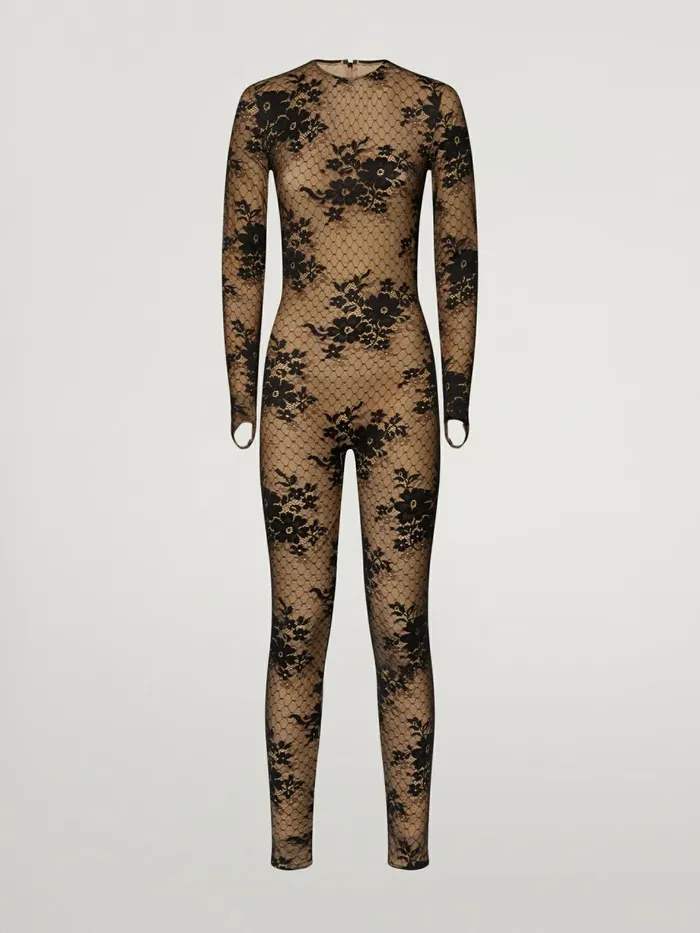 Pattie Jumpsuit Vanilla Latteblack Women Wolford Trousers and Jumpsuits