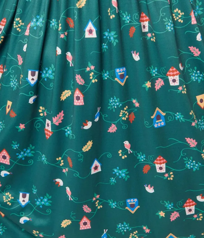 Plus Size 1950s Green Birdhouse Twist Front Swing Dress DressesPlus Unique Vintage Pocket Dresses