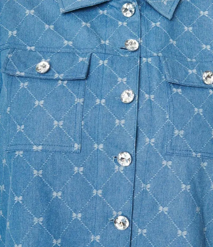 Plus Size Blue Bow Denim Jacket ClothingPlus Unique Vintage Jackets