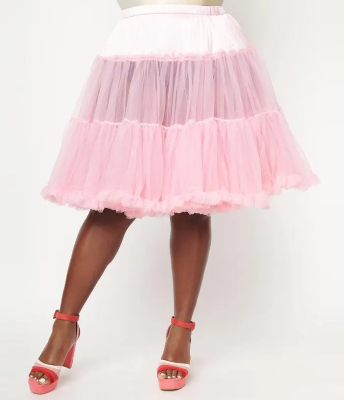 Plus Size Light Pink Ruffled Chiffon Petticoat Crinoline Accessories Unique Vintage Petticoats Plus Size Light Pink Ruffled Chiffon Petticoat Crinoline Accessories Unique Vintage Petticoats