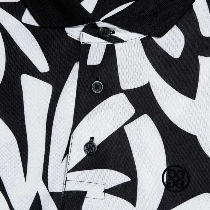 Polos and Shirts Men GFORE CONTRAST PALM TECH PIQU MODERN SPREAD COLLAR POLO Onyx