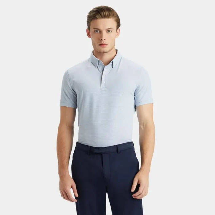 Polos and Shirts Men GFORE FEEDER STRIPE TECH JERSEY POLO Fjord
