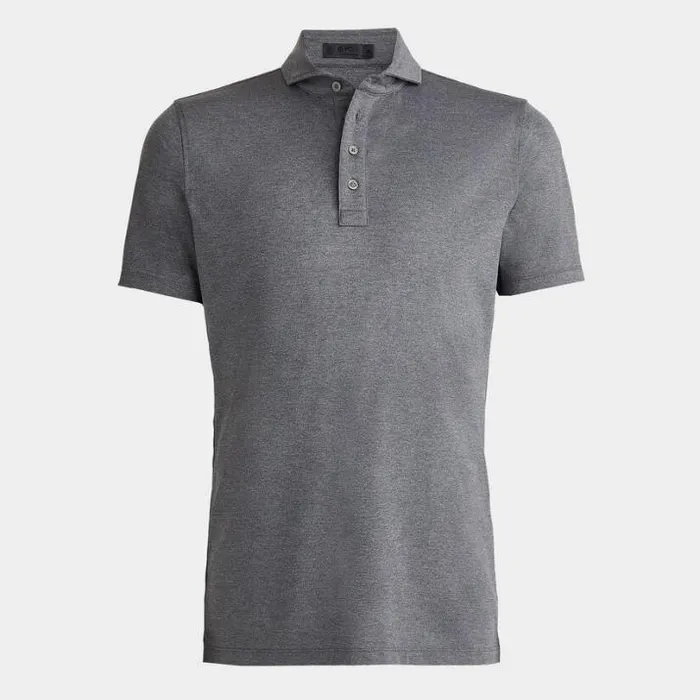 Polos and Shirts Men GFORE MLANGE RIB GUSSET TECH PIQU MODERN SPREAD COLLAR POLO Heather Grey