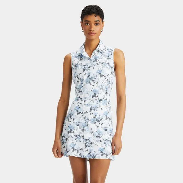 Polos Women GFORE PHOTO FLORAL SILKY TECH NYLON SLEEVELESS POLO Snow