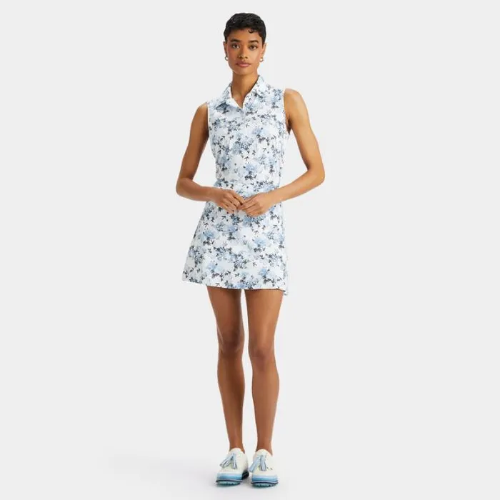Polos Women GFORE PHOTO FLORAL SILKY TECH NYLON SLEEVELESS POLO Snow