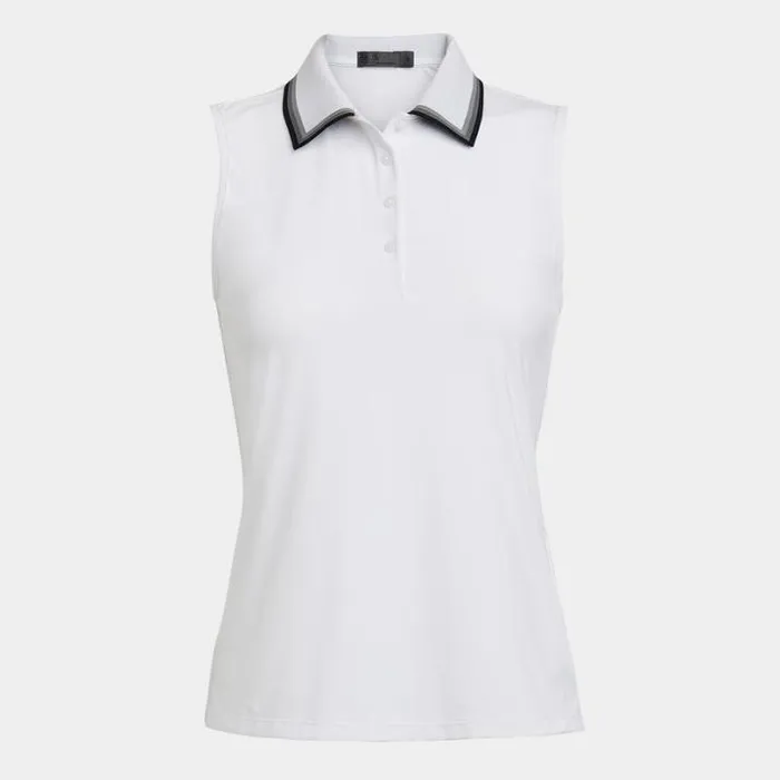Polos Women GFORE TUX RIB PLEATED COLLAR SILKY TECH NYLON SLEEVELESS POLO Snow