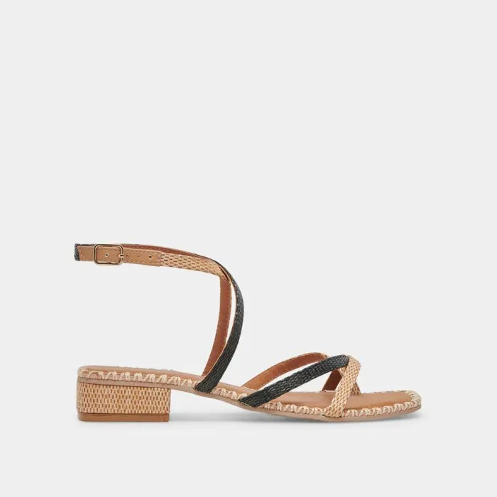 Sandals Shop Dolce Vita Brinn Sandals Black Natural Raffia Black Natural Raffia