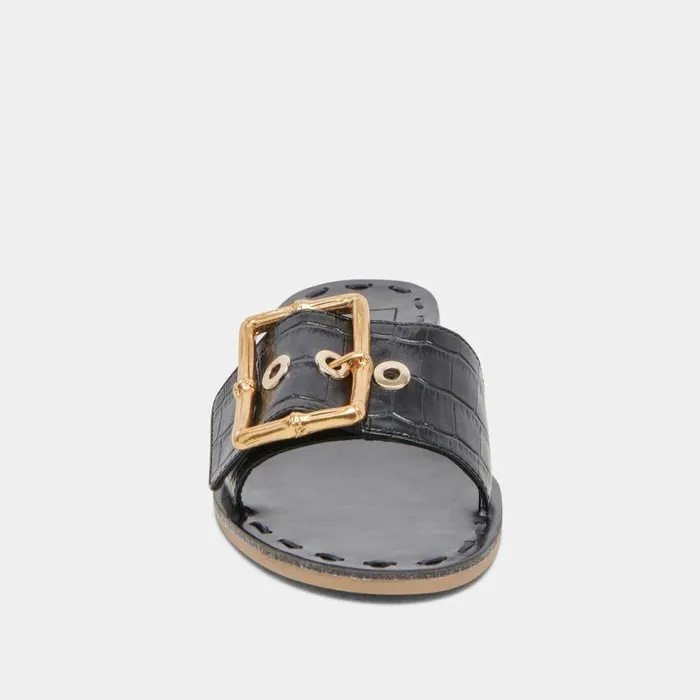 Sandals Shop Dolce Vita Dasa Sandals Noir Embossed Leather Noir Embossed Leather