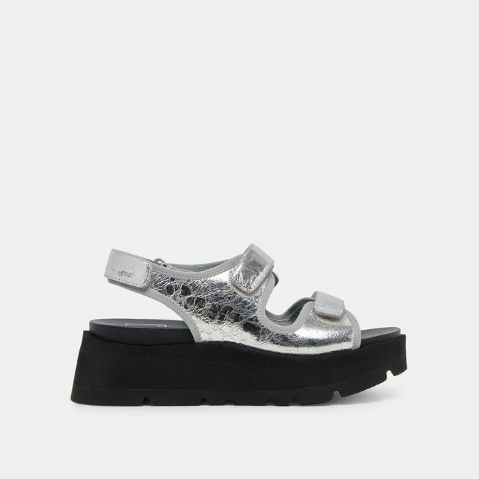 Sandals Shop Dolce Vita Dubai Sandals Silver Distressed Leather Silver Distressed Leather