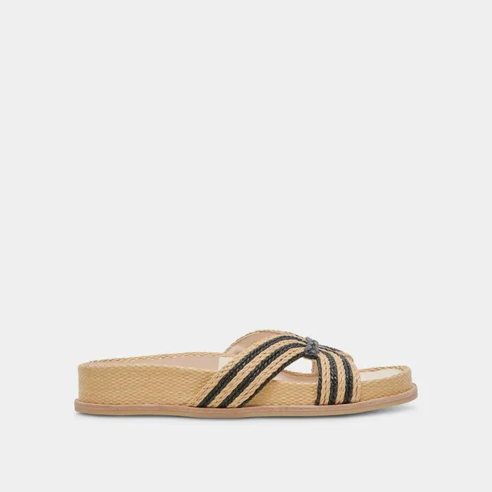 Sandals Shop Dolce Vita Selda Wide Sandals Natural Black Raffia Natural Black Raffia