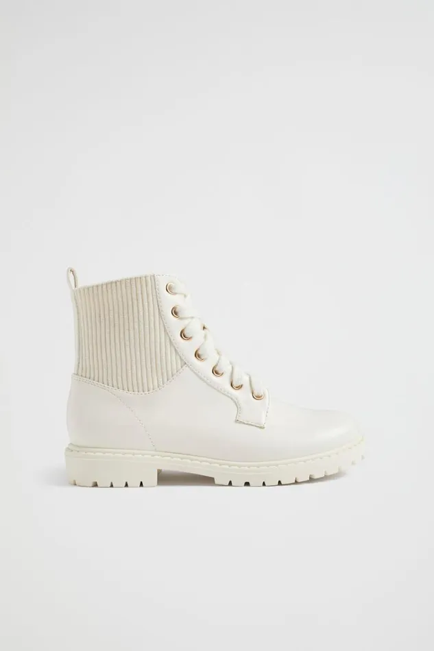 Seed Heritage Boots Rib Panel Hiking Boot Cream 8211 Girl
