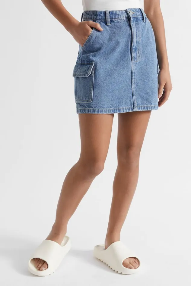 Seed Heritage Denim and Jeans Denim Cargo Skirt Blue Wash 8211 Teen Girl
