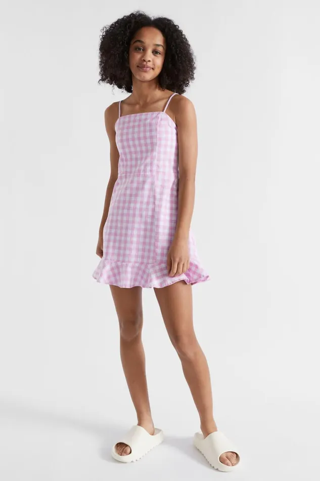 Seed Heritage Dresses Check Frill Dress Soft Orchid 8211 Teen Girl