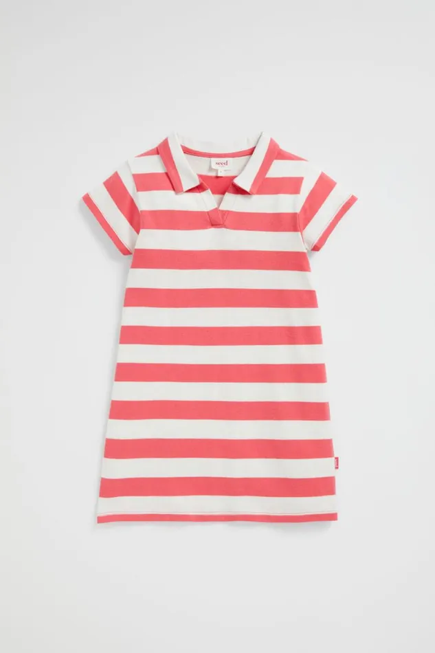 Seed Heritage Dresses Core Rugby Dress Wild Berry Stripe 8211 Girl