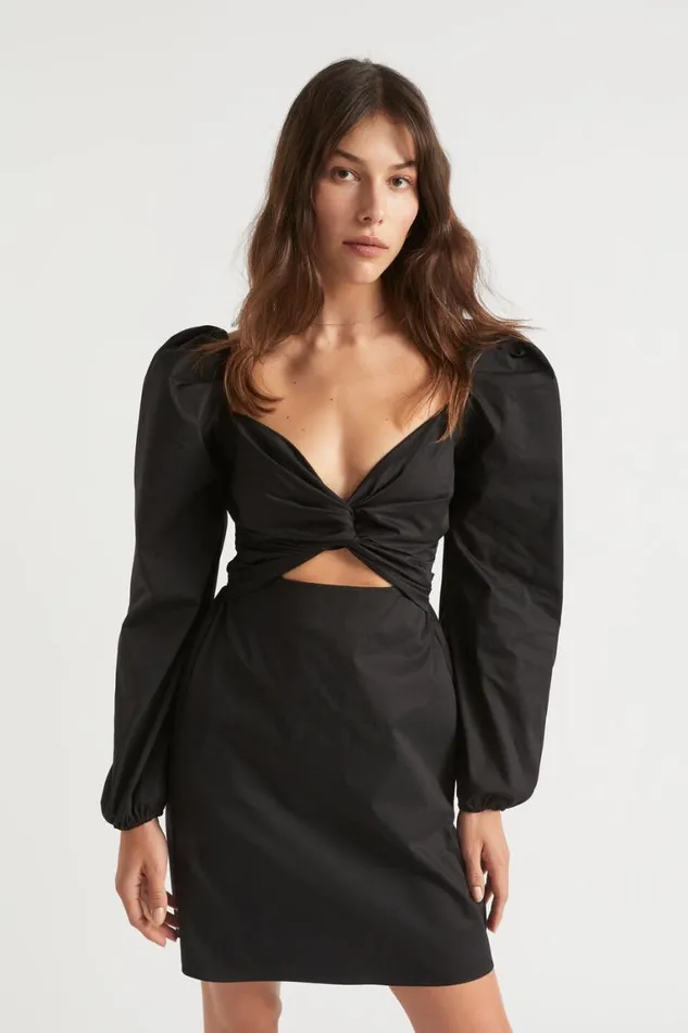 Seed Heritage Dresses Sateen Twist Front Mini Dress Black 8211 Woman