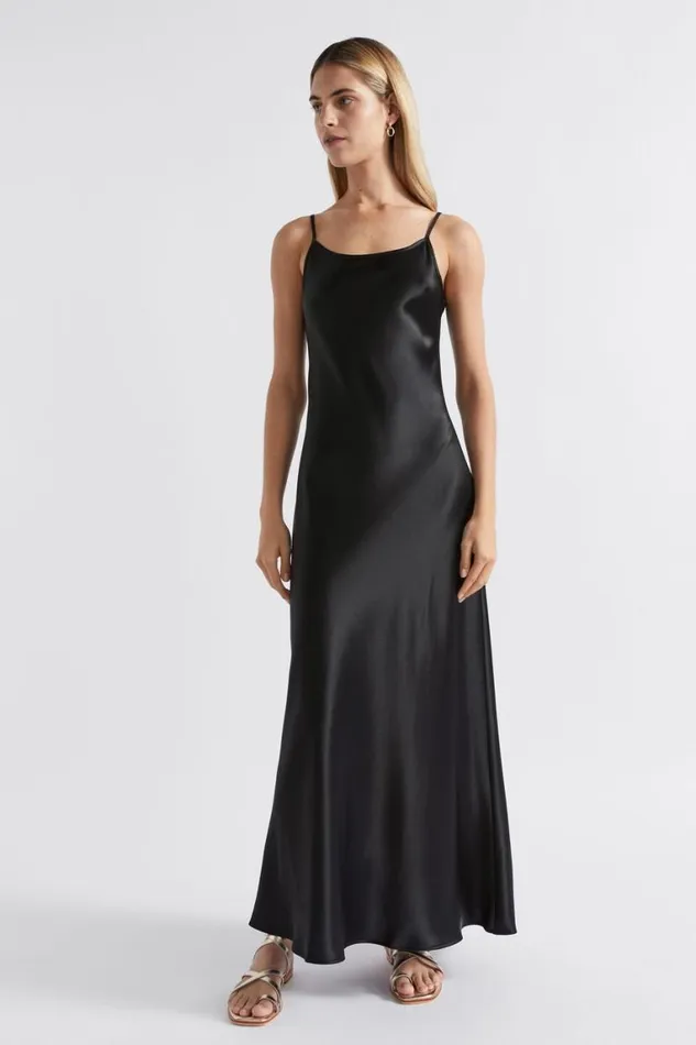 Seed Heritage Dresses Satin Maxi Slip Dress Black 8211 Woman