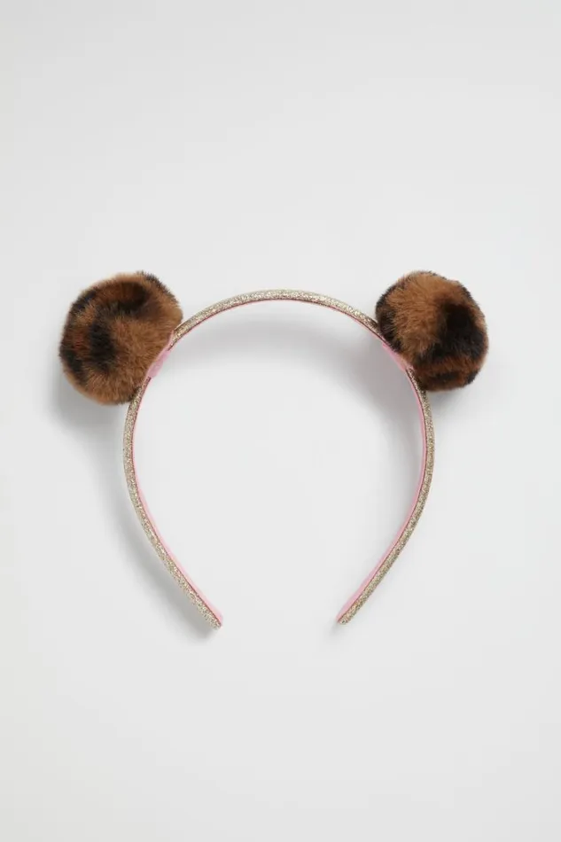 Seed Heritage Hair Accessories Faux Fur Pom Pom Headband Ocelot 8211 Girl