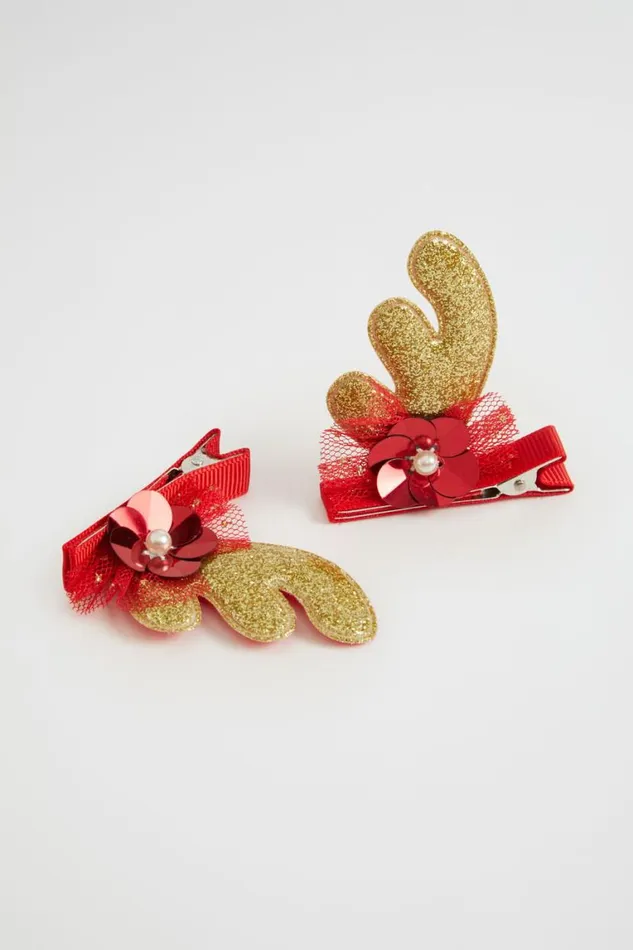 Seed Heritage Hair Accessories Glitter Antler Duck Clip Pack Multi 8211 Girl