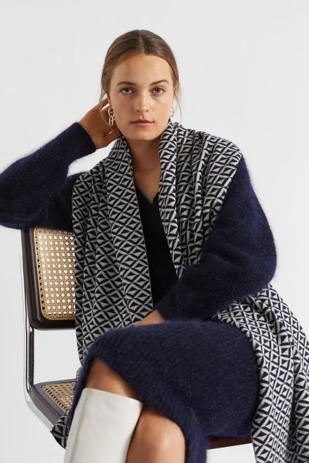 Seed Heritage Knitwear and Sweaters Geo Knit Scarf Midnight Sky 8211 Woman
