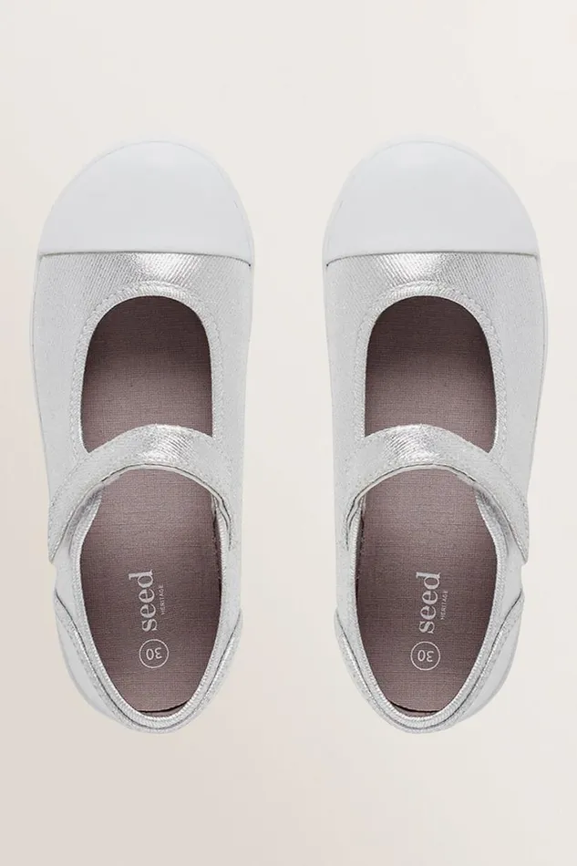 Seed Heritage Mary Janes Mary Jane Canvas Shoes Silver 8211 Girl