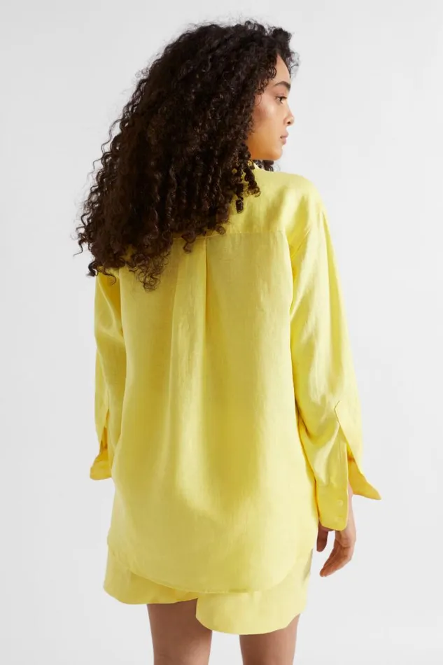 Seed Heritage Shirts Core Linen Boyfriend Shirt Lemon Drop 8211 Woman