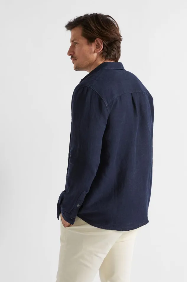 Seed Heritage Shirts Linen Shirt Midnight Blue 8211 Man
