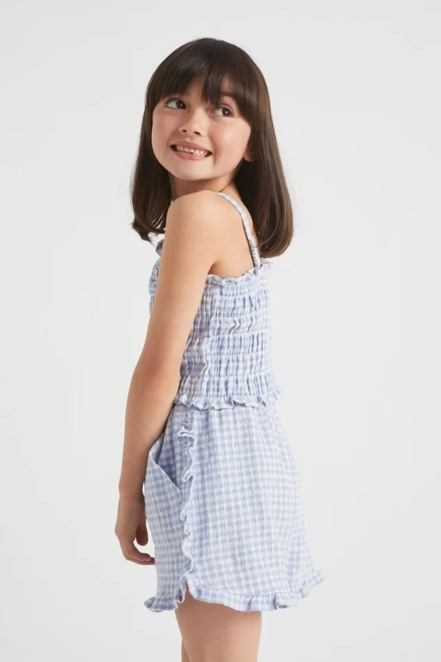 Seed Heritage Shorts Frill Gingham Short Blue Iris 8211 Girl
