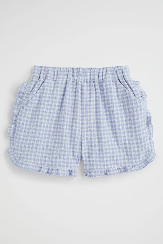 Seed Heritage Shorts Frill Gingham Short Blue Iris 8211 Girl