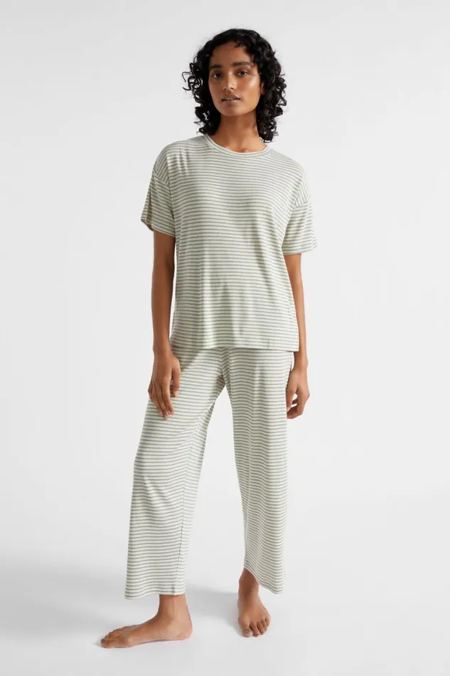 Seed Heritage Sleepwear Short Sleeve PJ Pant Set Sage Green Stripe 8211 Woman Seed Heritage Sleepwear Short Sleeve PJ Pant Set Sage Green Stripe 8211 Woman