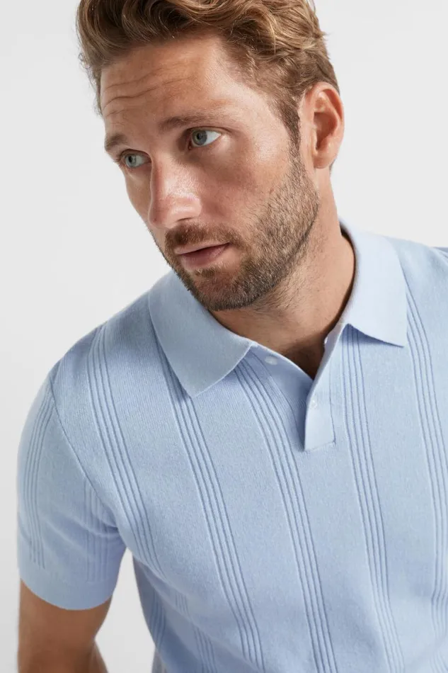 Seed Heritage TShirts and Sweaters Knitted Polo Light Blue 8211 Man