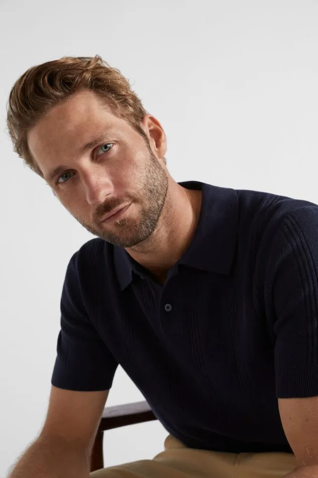 Seed Heritage TShirts and Sweaters Knitted Polo Midnight Blue 8211 Man