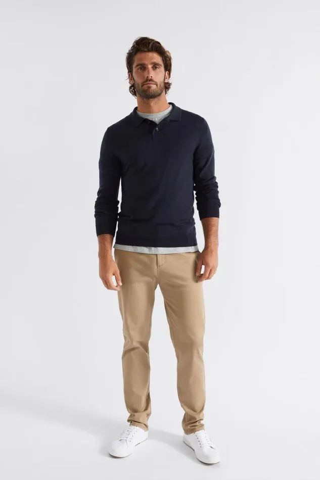 Seed Heritage TShirts and Sweaters Merino Knitted Polo Midnight Blue 8211 Man
