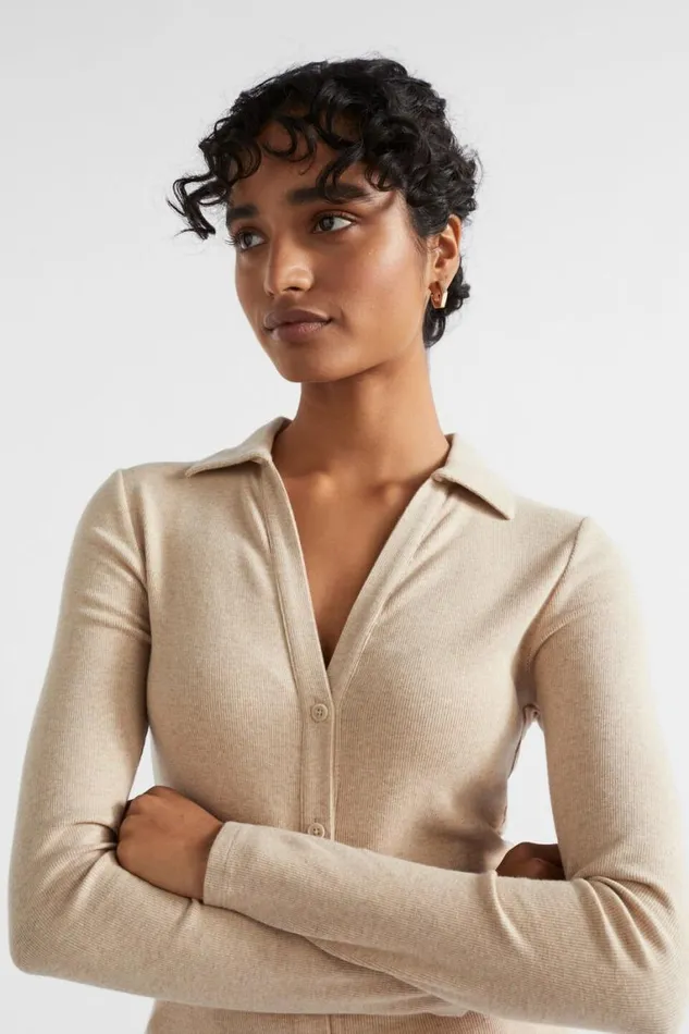 Seed Heritage TShirts and Tops Button Down Polo Top Cool Sand Marle 8211 Woman Seed Heritage TShirts and Tops Button Down Polo Top Cool Sand Marle 8211 Woman
