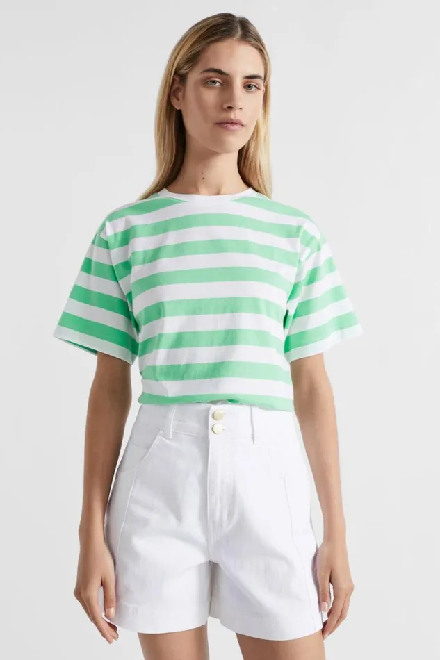 Seed Heritage TShirts and Tops Core Boyfriend Tee Key Lime Stripe 8211 Woman