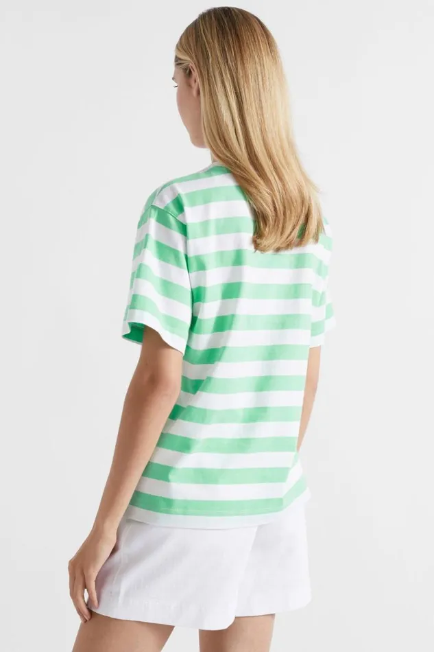 Seed Heritage TShirts and Tops Core Boyfriend Tee Key Lime Stripe 8211 Woman