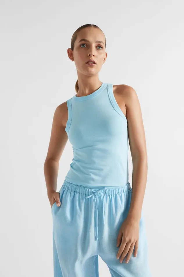 Seed Heritage TShirts and Tops Core Fitted Tank Shimmer Blue 8211 Woman